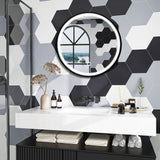 WELLFOR 24-in x 24-in Lighted LED Fog Free Surface Mount Silver Mirrored Round Medicine Cabinet