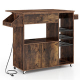 BABOOM Brown Mdf Base with Wood Top Rolling Kitchen Island (27-in x 51-in x 37-in)