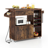 BABOOM Brown Mdf Base with Wood Top Rolling Kitchen Island (27-in x 51-in x 37-in)