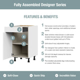 Hugo&Borg Savane 33-in W x 34.5-in H x 24-in D Textmel 3-Drawer Base Fully Assembled Cabinet (Flat Panel Style)