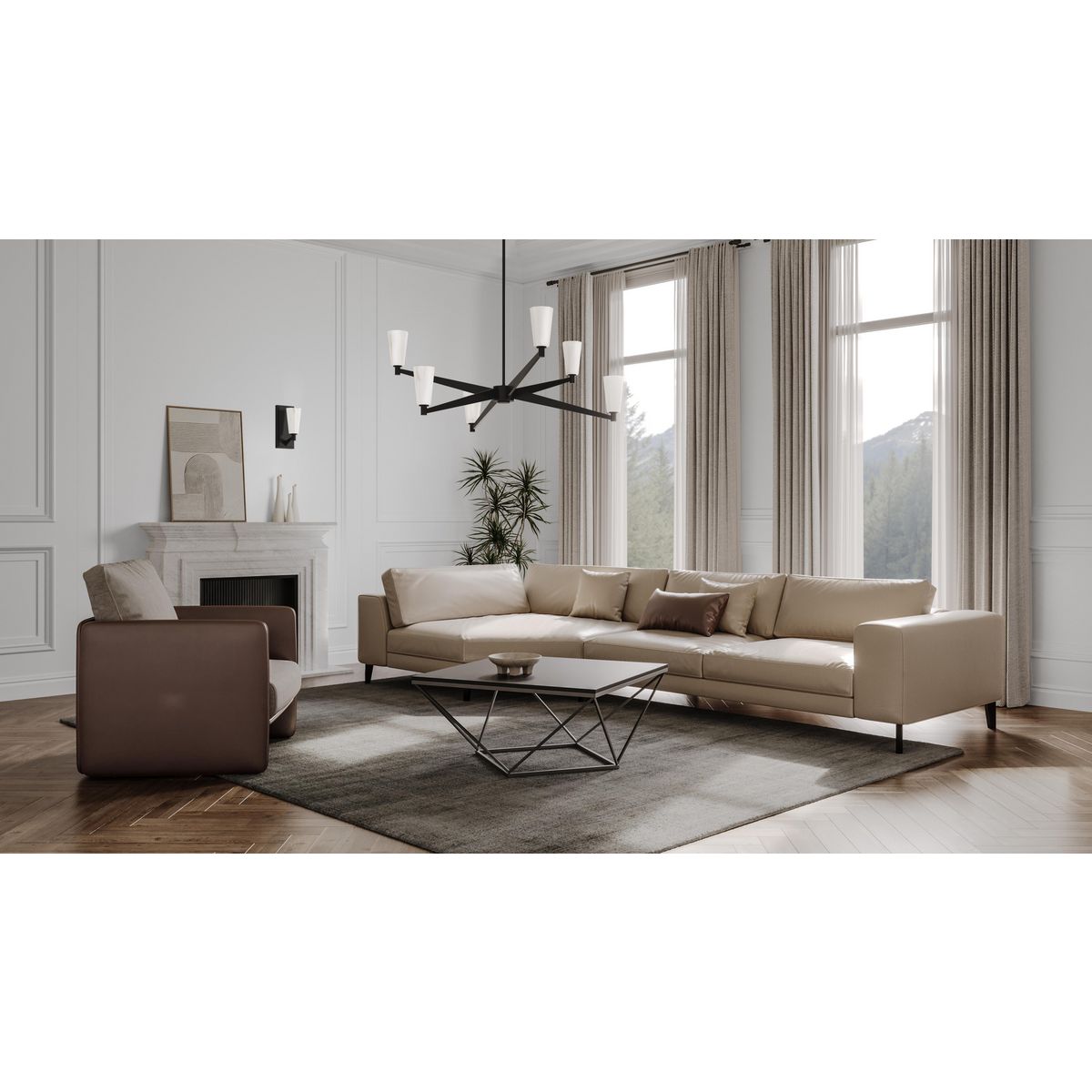 Progress Lighting Tosca 6-Light Matte Black Modern/Contemporary Chandelier