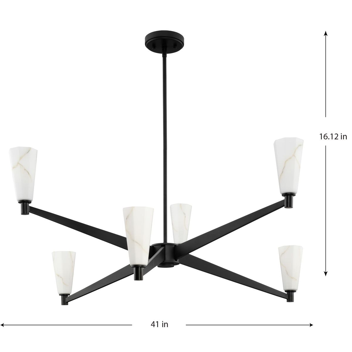 Progress Lighting Tosca 6-Light Matte Black Modern/Contemporary Chandelier