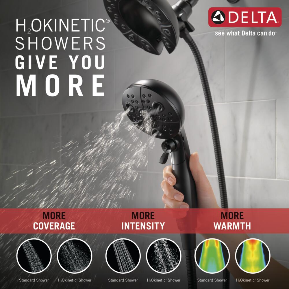 Delta Universal Showering Components Matte Black 5-Spray Dual/Combo Shower Head with Hand Shower, 1.75 GPM (6.6 LPM), 6.88-in