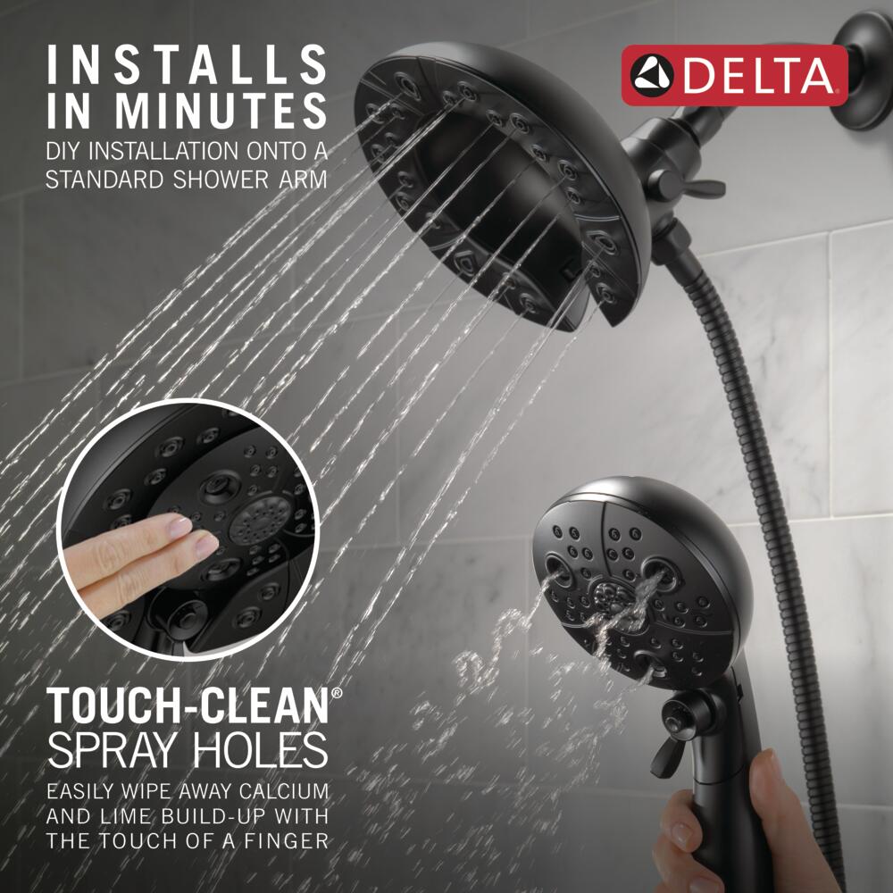Delta Universal Showering Components Matte Black 5-Spray Dual/Combo Shower Head with Hand Shower, 1.75 GPM (6.6 LPM), 6.88-in