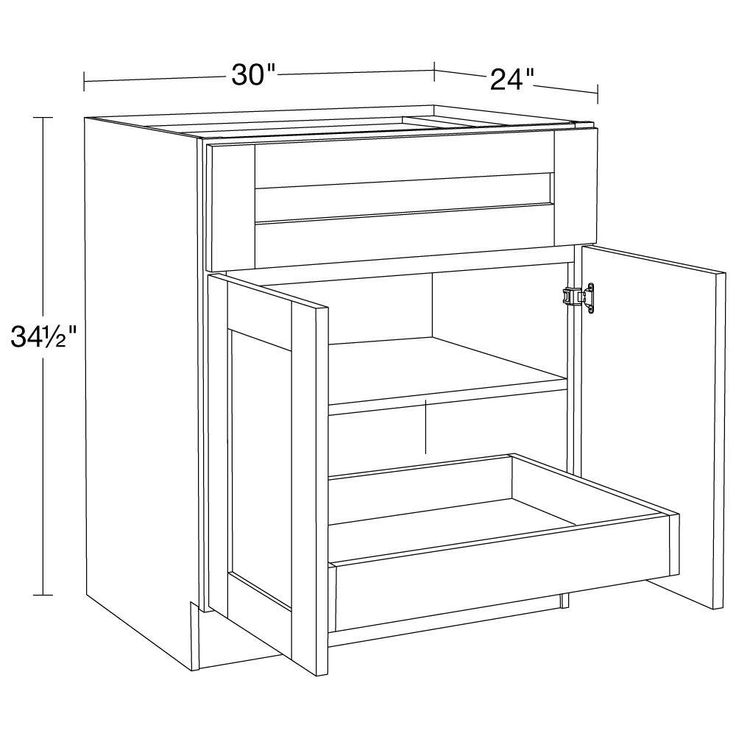Home Decorators Collection Washington 30 in. W x 24 in. D x 34.5 in. H Assembled Plywood Base Kitchen Cabinet in Onyx with Soft Close Doors