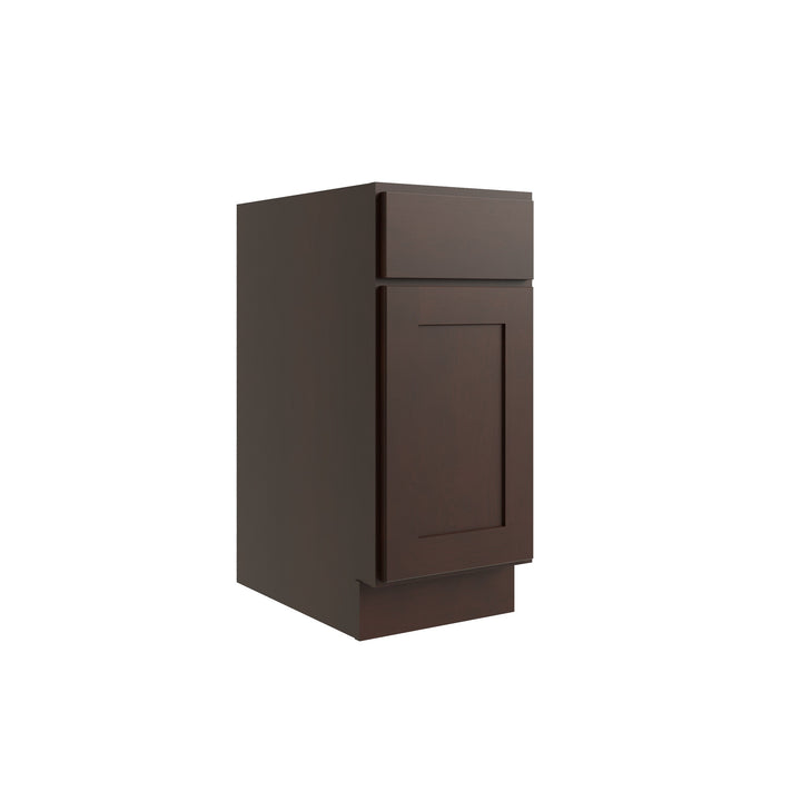 RELIABILT Parkstone 15-in W x 34.5-in H x 24-in D Espresso 1-Drawer Base Fully Assembled Plywood Cabinet (Flat Panel Shaker Style)