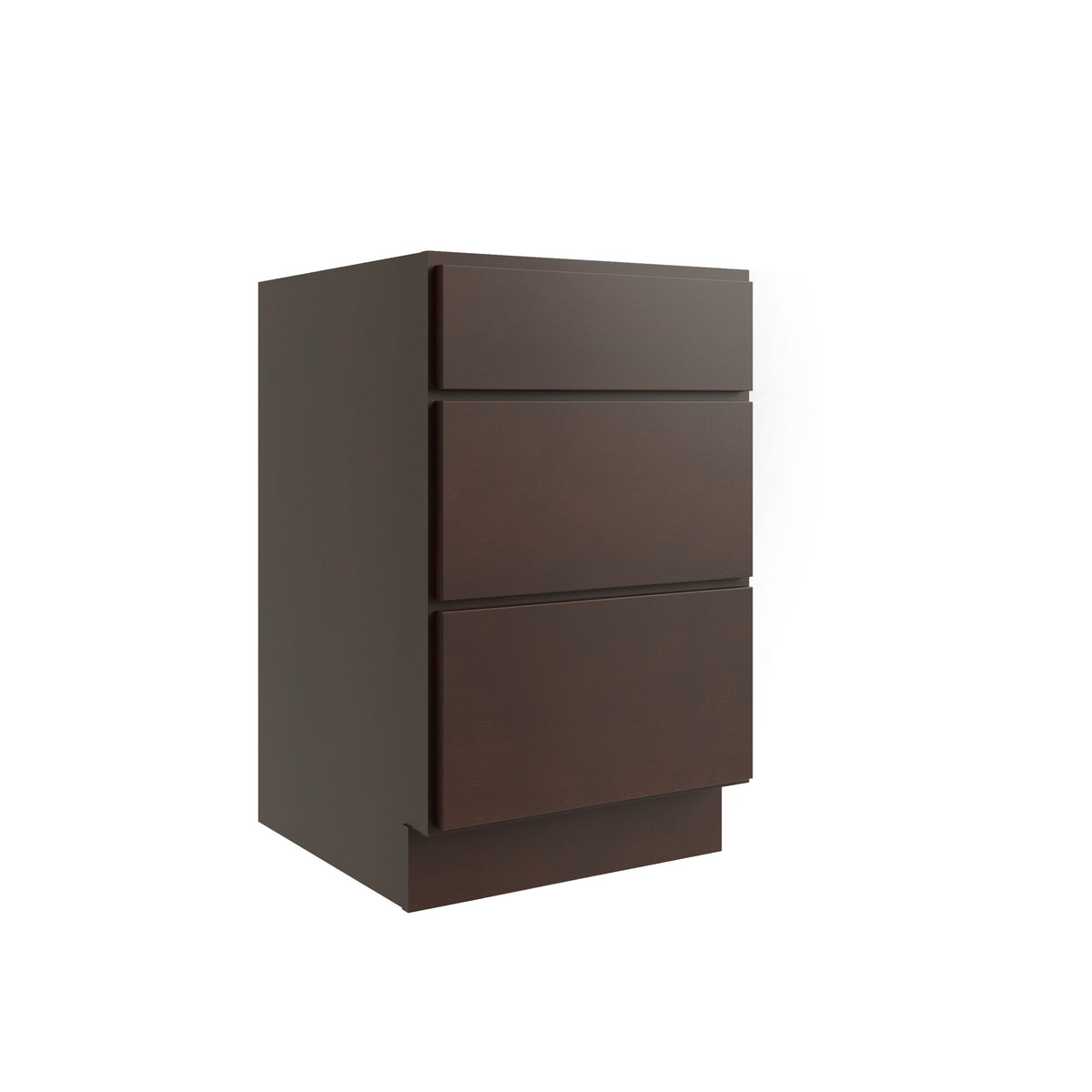 RELIABILT Parkstone 24-in W x 34.5-in H x 24-in D Espresso 3-Drawer Base Fully Assembled Plywood Cabinet (Flat Panel Style)