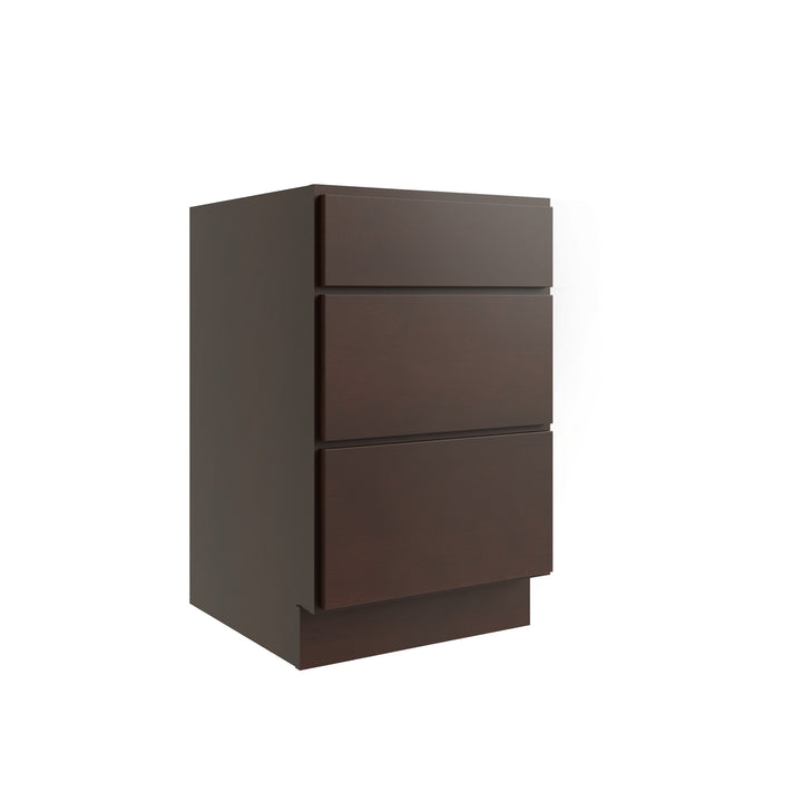 RELIABILT Parkstone 18-in W x 34.5-in H x 24-in D Espresso 3-Drawer Base Fully Assembled Plywood Cabinet (Flat Panel Style)
