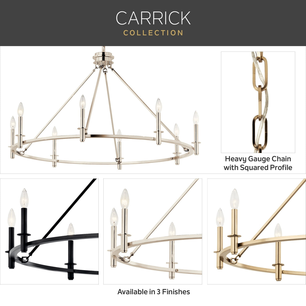 Kichler Carrick 18-Light Black Traditional Bare Bulb Chandelier