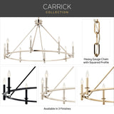 Kichler Carrick 6-Light Gold Traditional Bare Bulb Chandelier