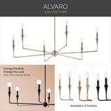 Kichler Alvaro 12-Light Gold Modern/Contemporary Bare Bulb Chandelier