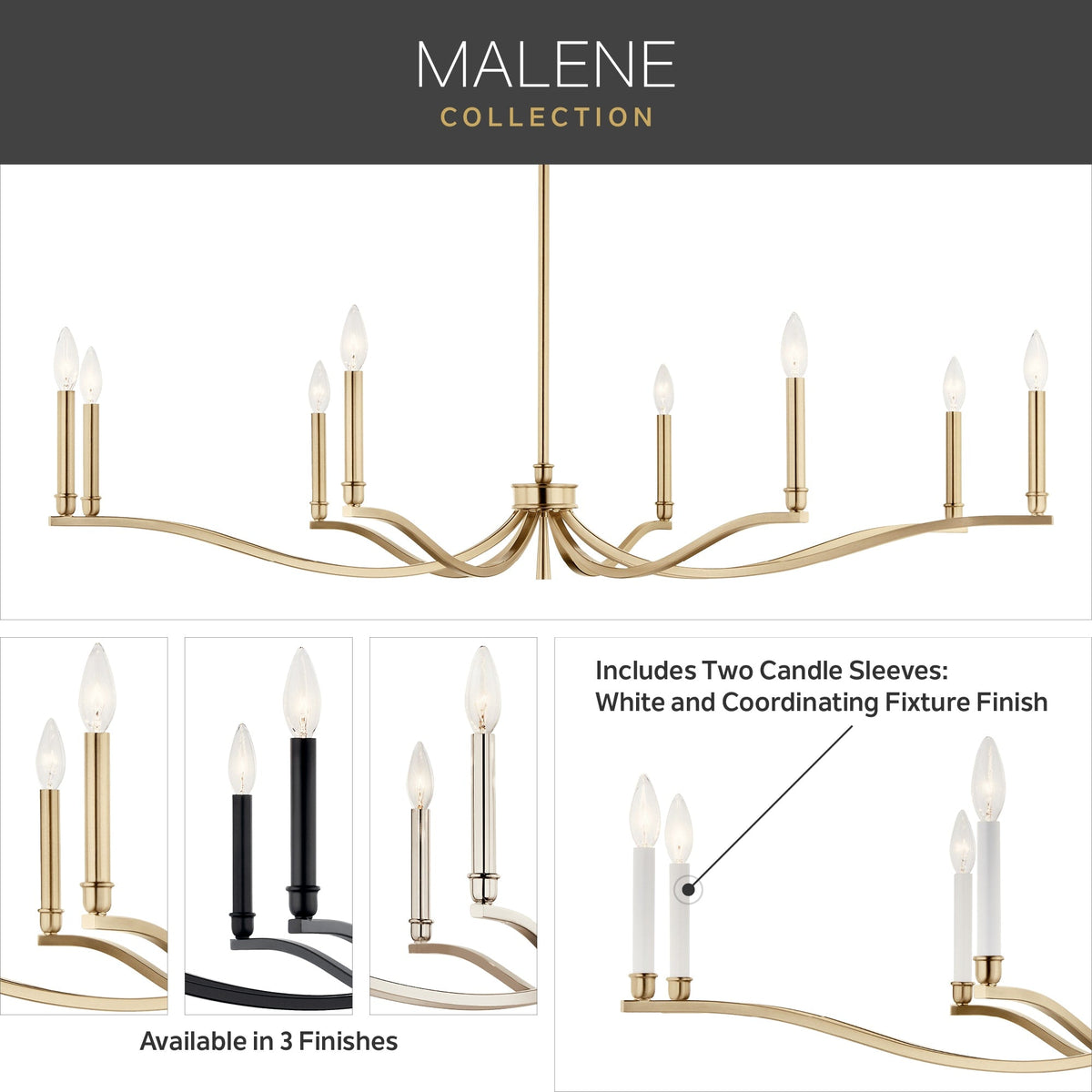 Kichler Malene 8-Light Gold Traditional Bare Bulb Chandelier