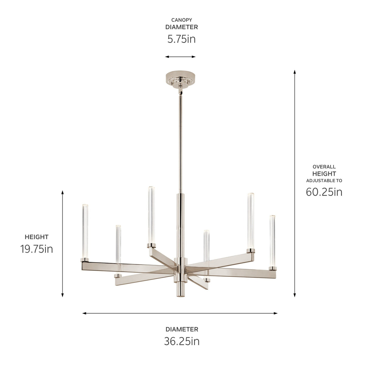 Kichler Sycara 6-Light Polished Nickel Modern/Contemporary Led Crystal Chandelier