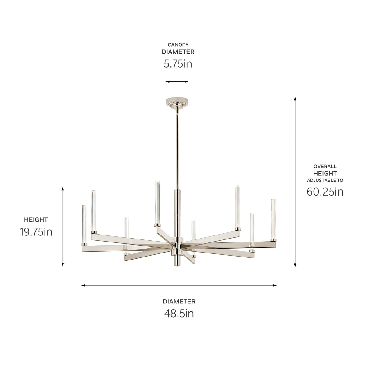 Kichler Sycara 8-Light Polished Nickel Modern/Contemporary Led Crystal Chandelier