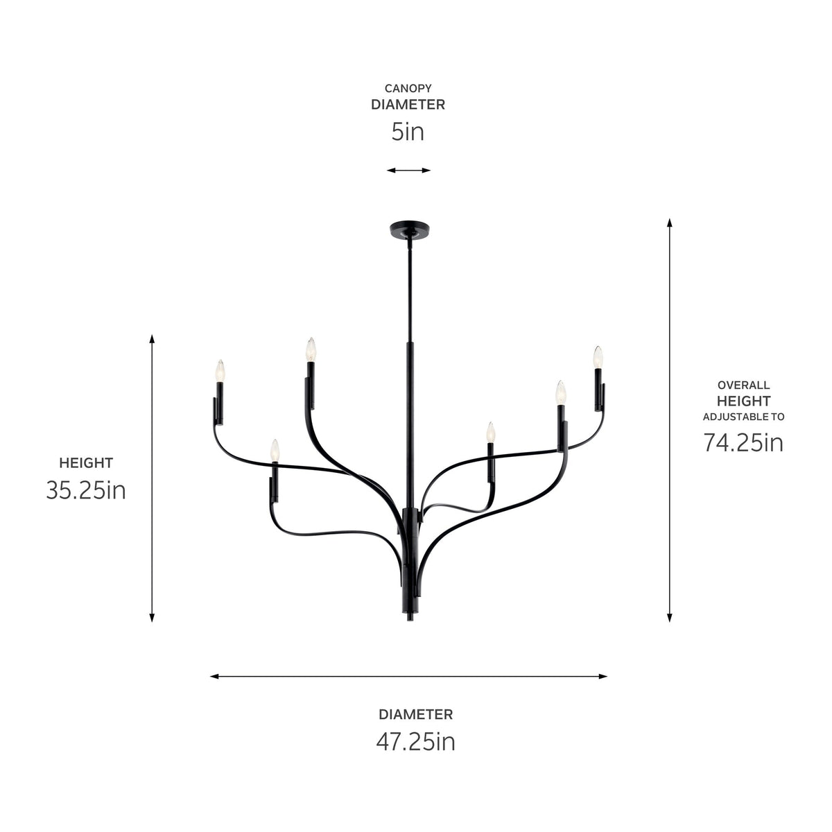 Kichler Livadia 6-Light Black Modern/Contemporary Bare Bulb Chandelier