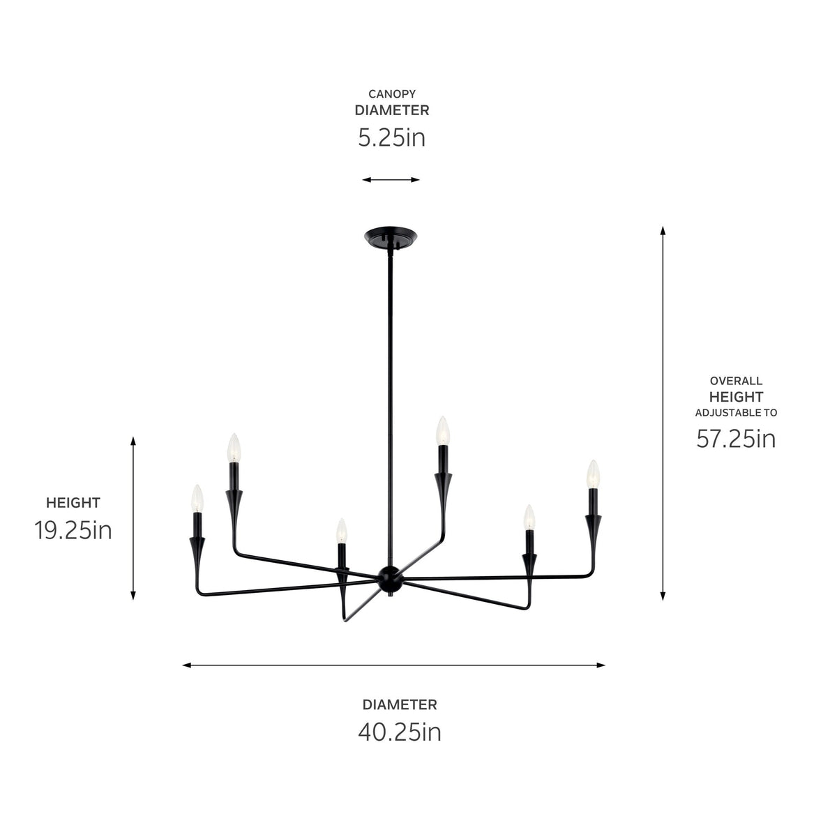 Kichler Alvaro 6-Light Black Modern/Contemporary Bare Bulb Chandelier