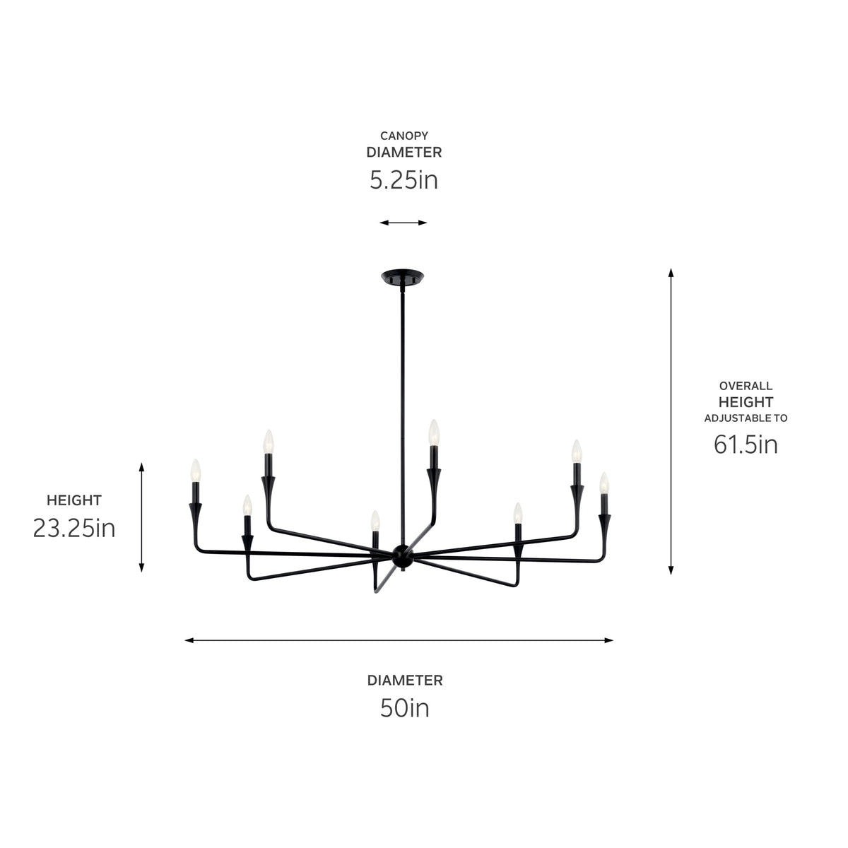 Kichler Alvaro 8-Light Black Modern/Contemporary Bare Bulb Chandelier
