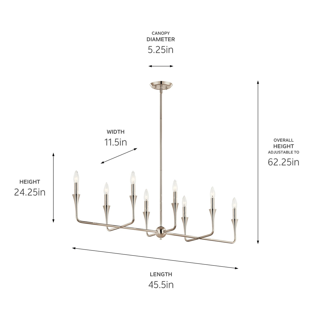 Kichler Alvaro 8-Light Polished Nickel Modern/Contemporary Bare Bulb Chandelier