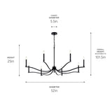 Kichler Malene 8-Light Black Traditional Bare Bulb Chandelier