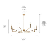 Kichler Malene 8-Light Gold Traditional Bare Bulb Chandelier
