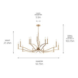 Kichler Malene 14-Light Gold Traditional Bare Bulb Chandelier