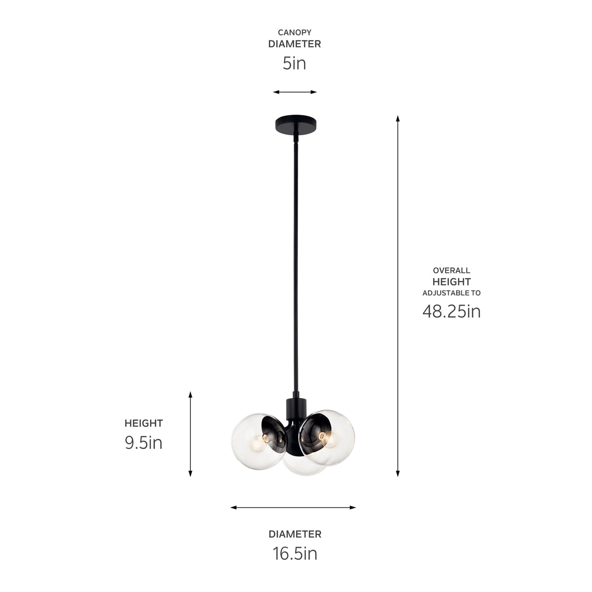 Kichler Silvarious 3-Light Black Modern/Contemporary Chandelier