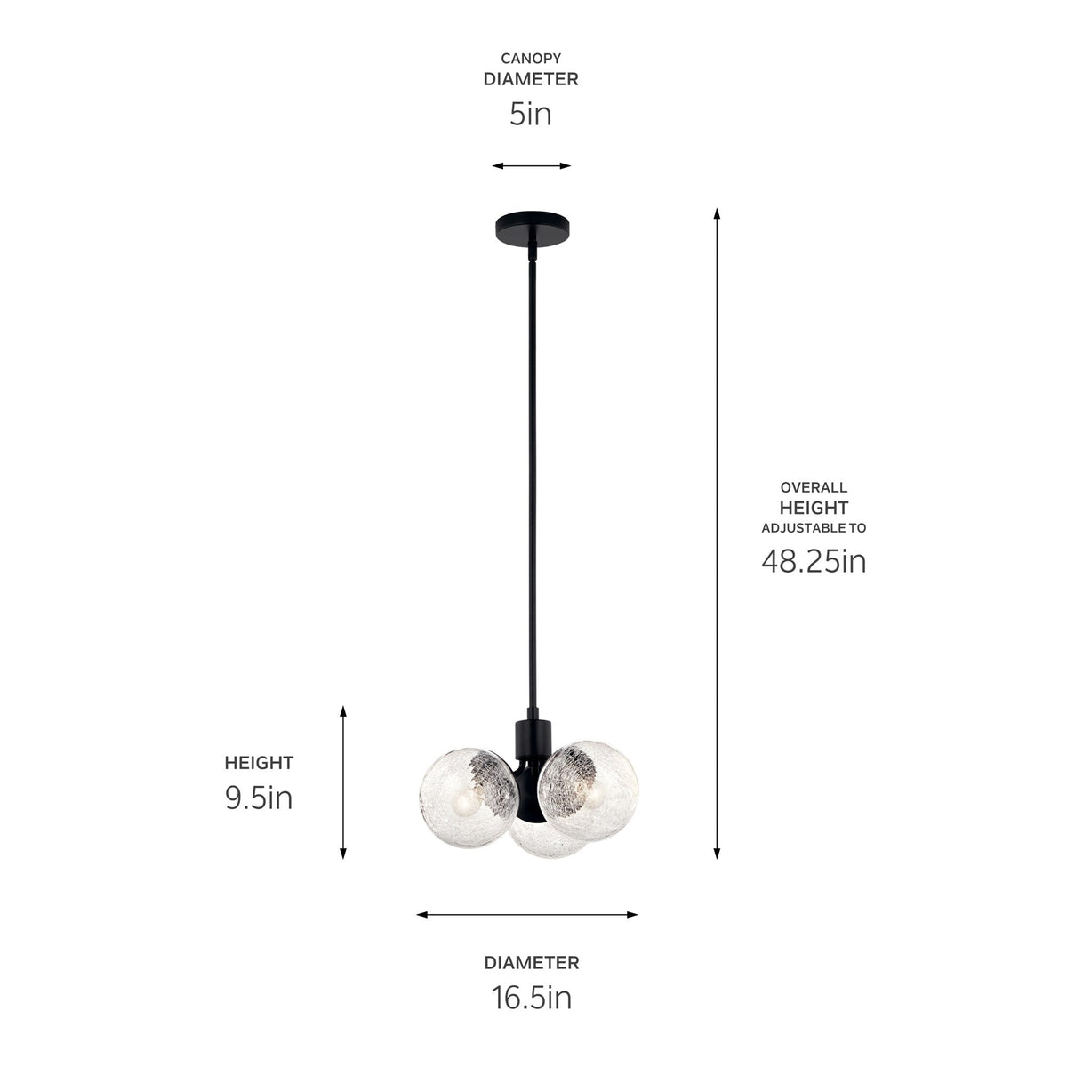 Kichler Silvarious 3-Light Black Modern/Contemporary Chandelier