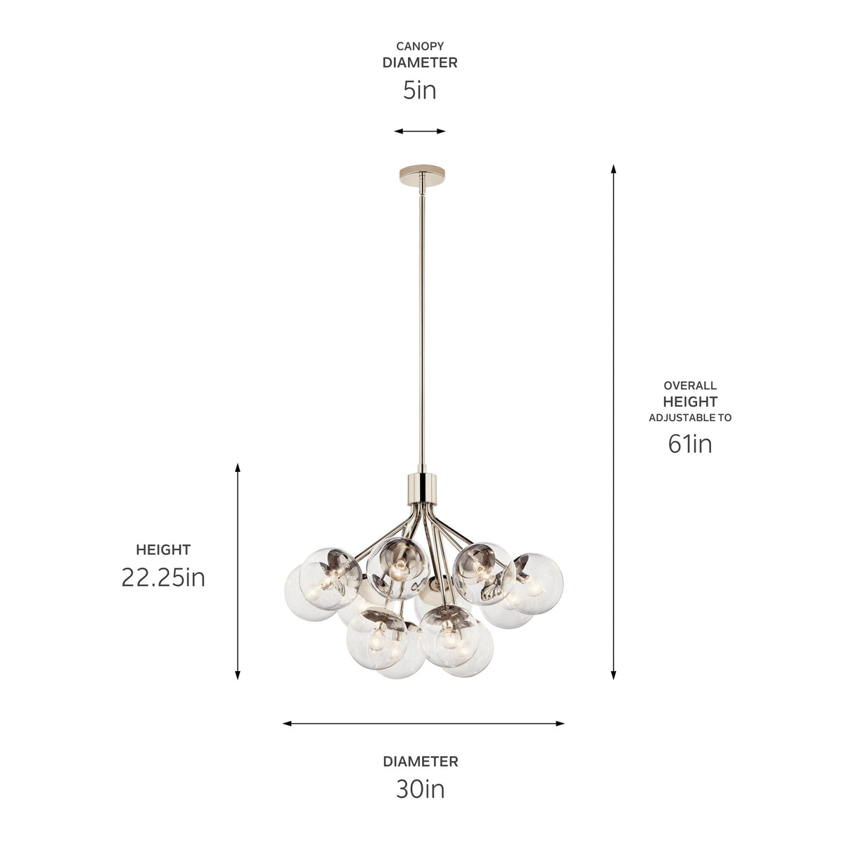 Kichler Silvarious 12-Light Polished Nickel Modern/Contemporary Chandelier