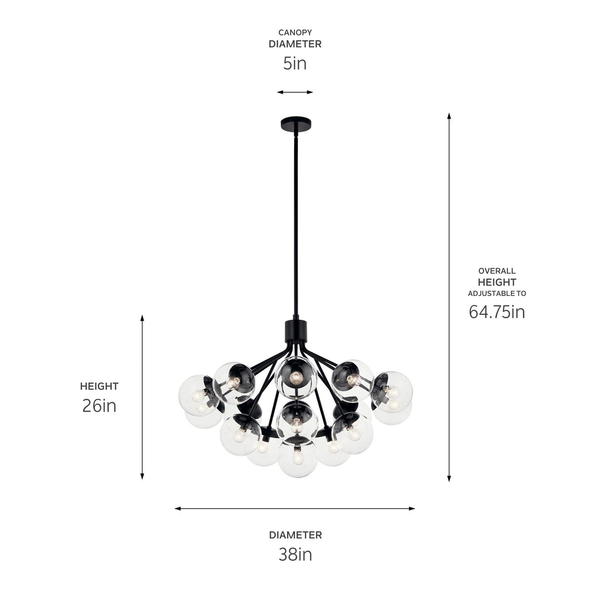 Kichler Silvarious 16-Light Black Modern/Contemporary Chandelier