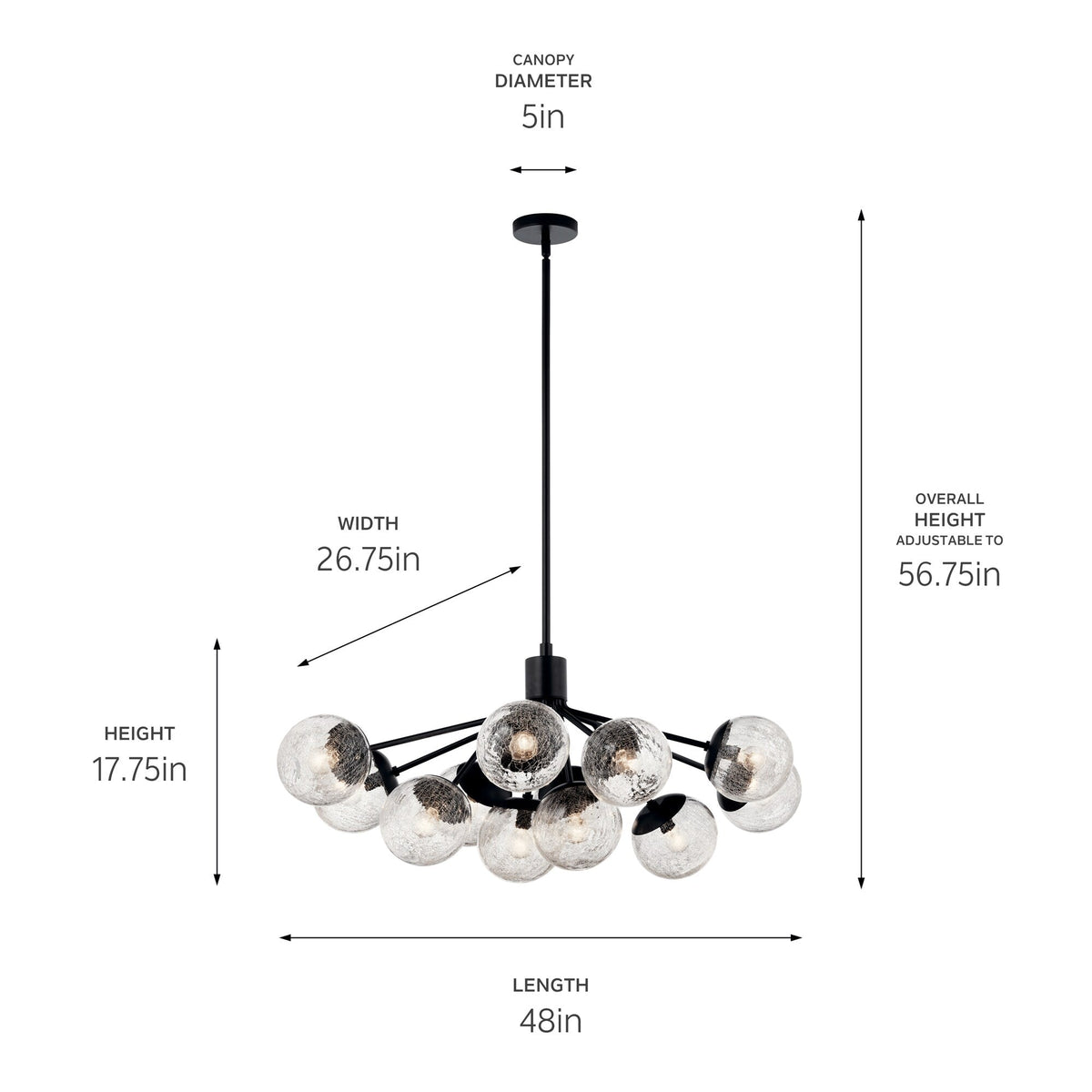 Kichler Silvarious 12-Light Black Modern/Contemporary Chandelier