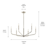 Kichler Madden 6-Light Brushed Nickel Modern/Contemporary Bare Bulb Chandelier