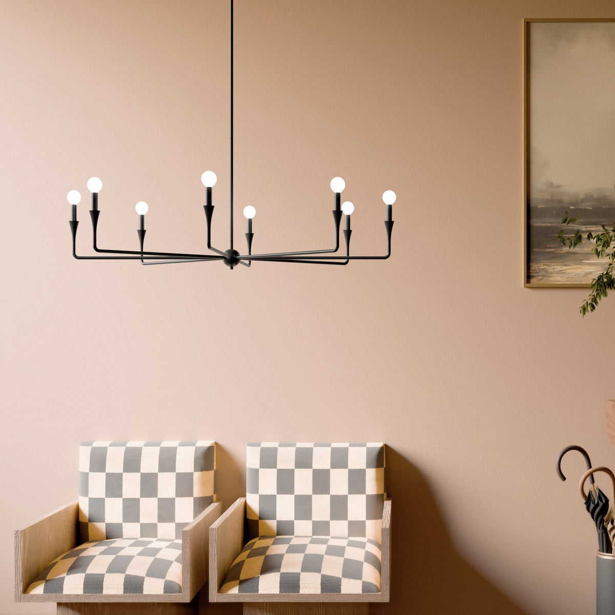 Kichler Alvaro 8-Light Black Modern/Contemporary Bare Bulb Chandelier