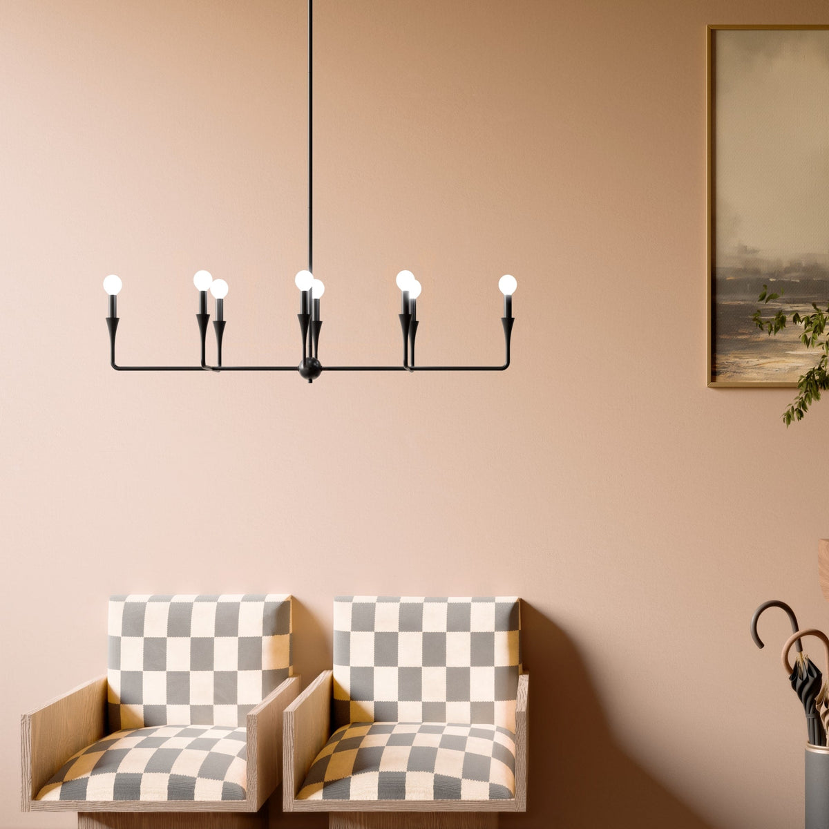 Kichler Alvaro 8-Light Black Modern/Contemporary Bare Bulb Chandelier