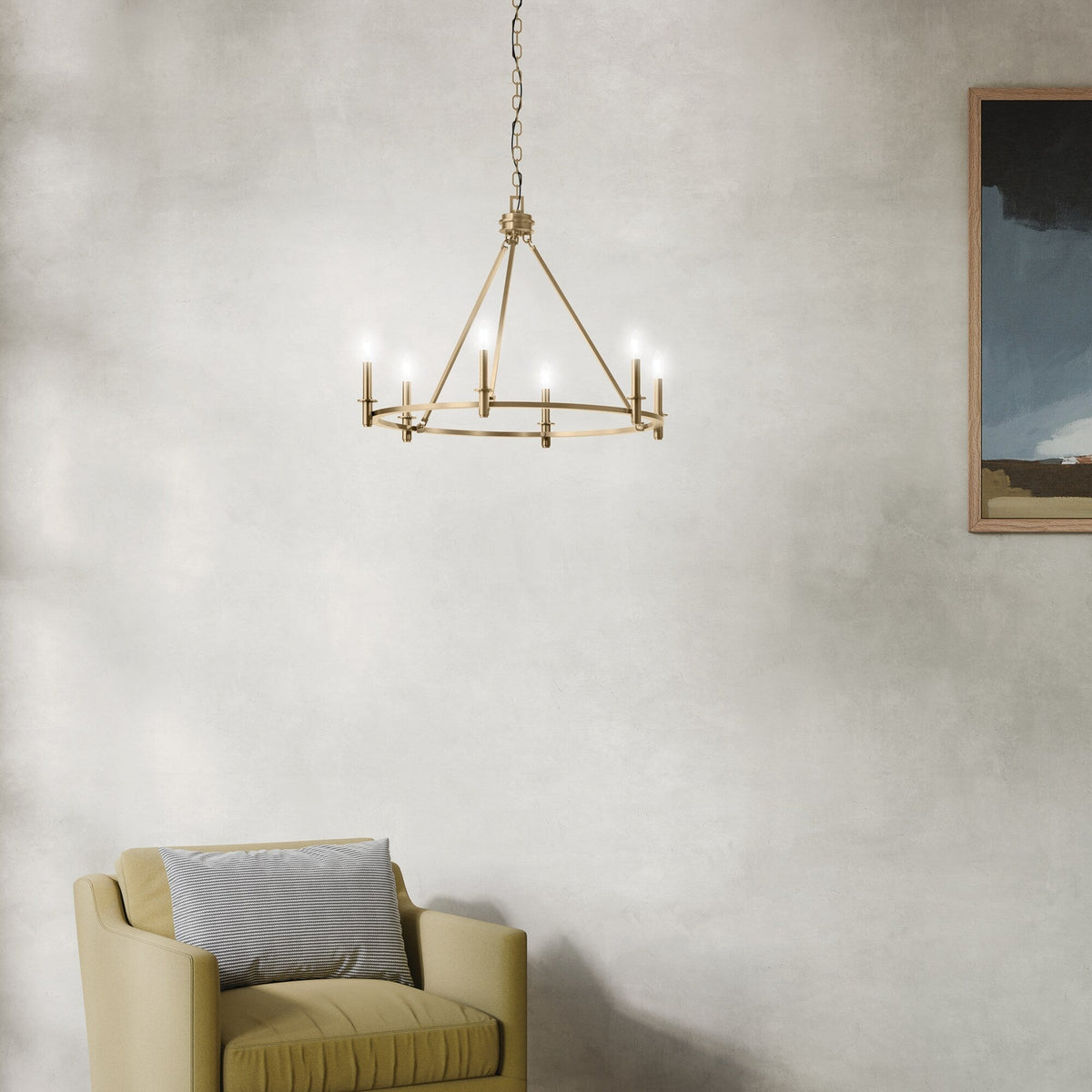 Kichler Carrick 6-Light Gold Traditional Bare Bulb Chandelier