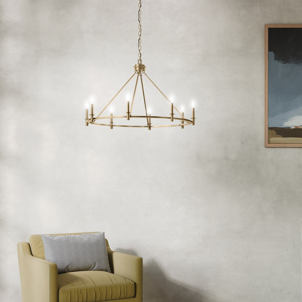 Kichler Carrick 8-Light Gold Traditional Bare Bulb Chandelier