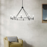 Kichler Carrick 10-Light Black Traditional Bare Bulb Chandelier