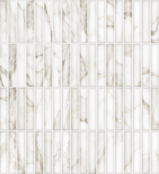 Satori Calacatta Lunar 11-in x 13-in Glazed Porcelain Marble Look Mosaic Wall Tile (0.84-sq. ft/ Piece)
