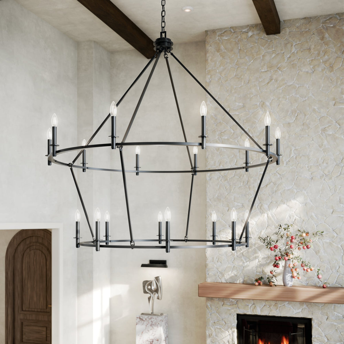 Kichler Carrick 18-Light Black Traditional Bare Bulb Chandelier