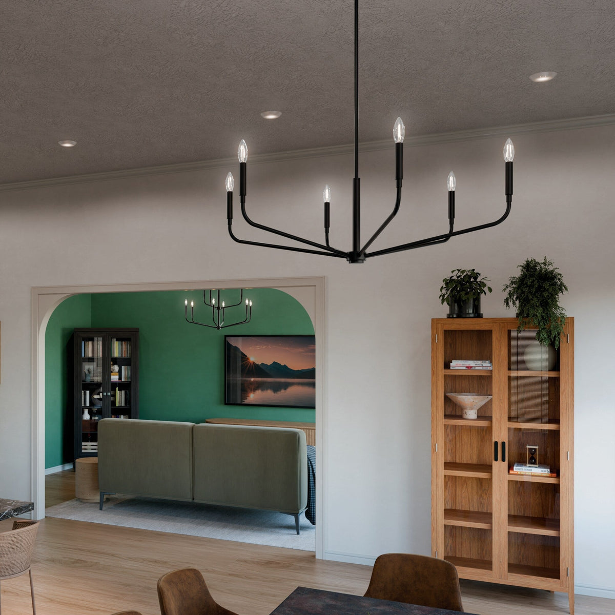 Kichler Madden 6-Light Black Modern/Contemporary Bare Bulb Chandelier