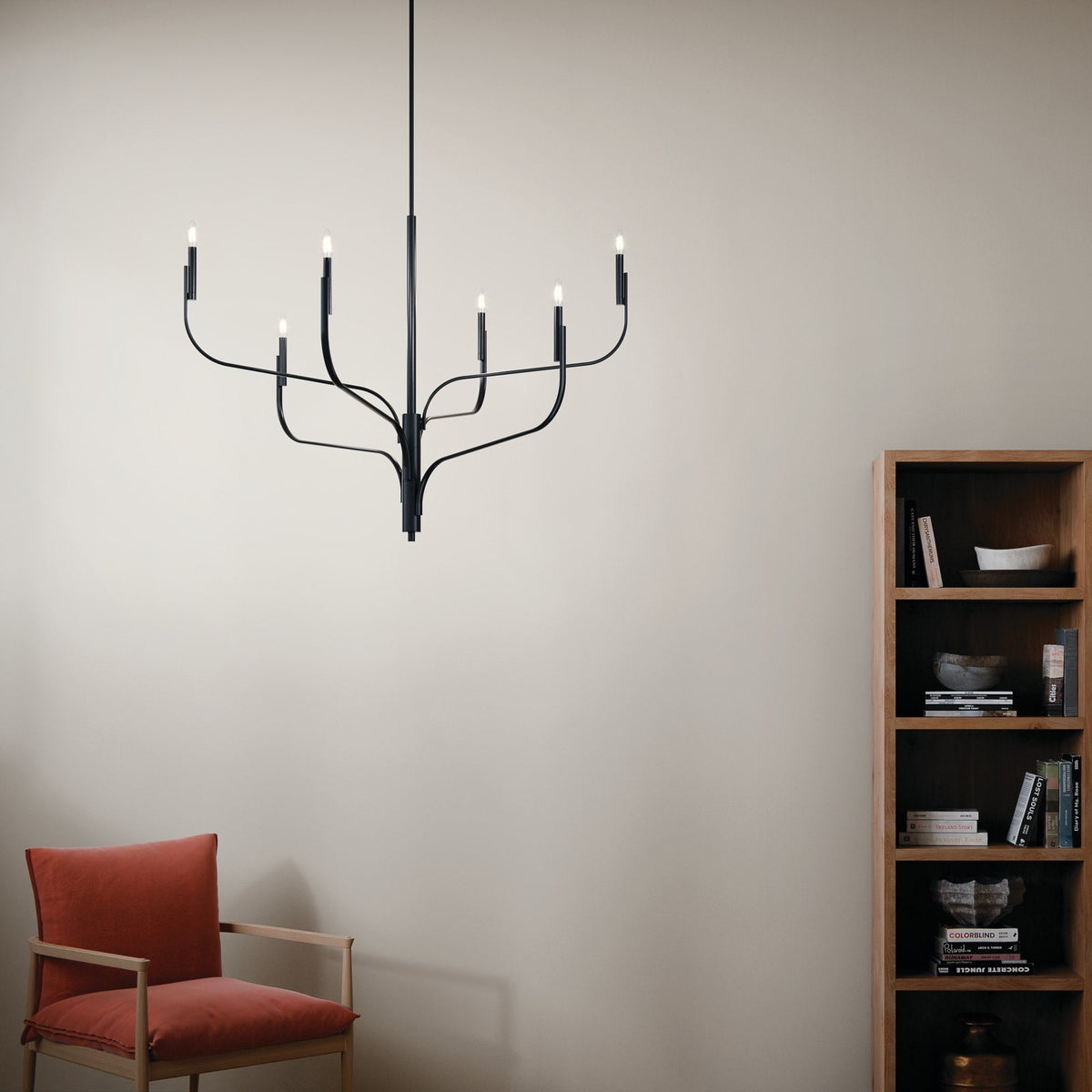 Kichler Livadia 6-Light Black Modern/Contemporary Bare Bulb Chandelier
