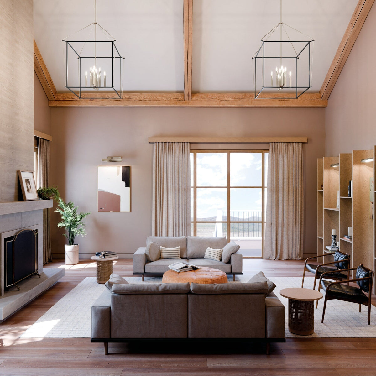 Kichler Eisley 8-Light Polished Nickel Modern/Contemporary Lantern Led, Large Hanging Pendant Light
