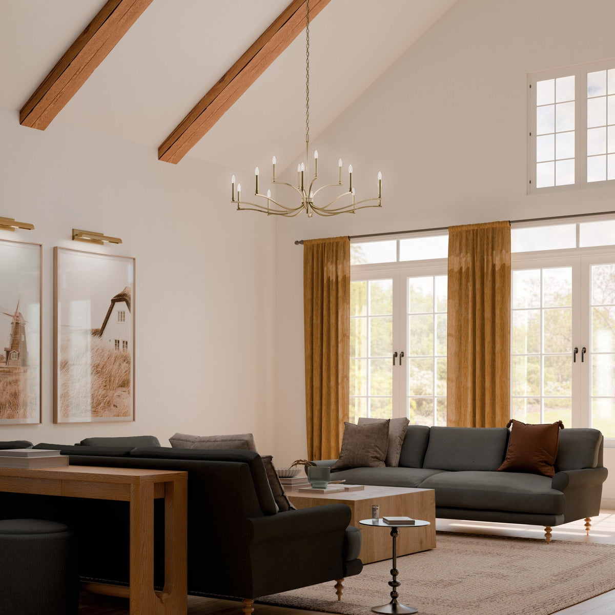 Kichler Malene 14-Light Gold Traditional Bare Bulb Chandelier