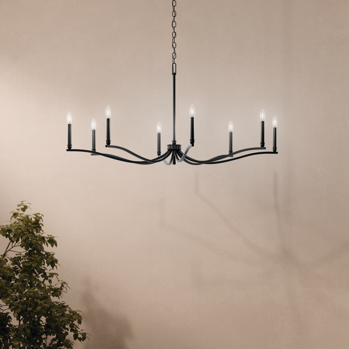 Kichler Malene 8-Light Black Traditional Bare Bulb Chandelier