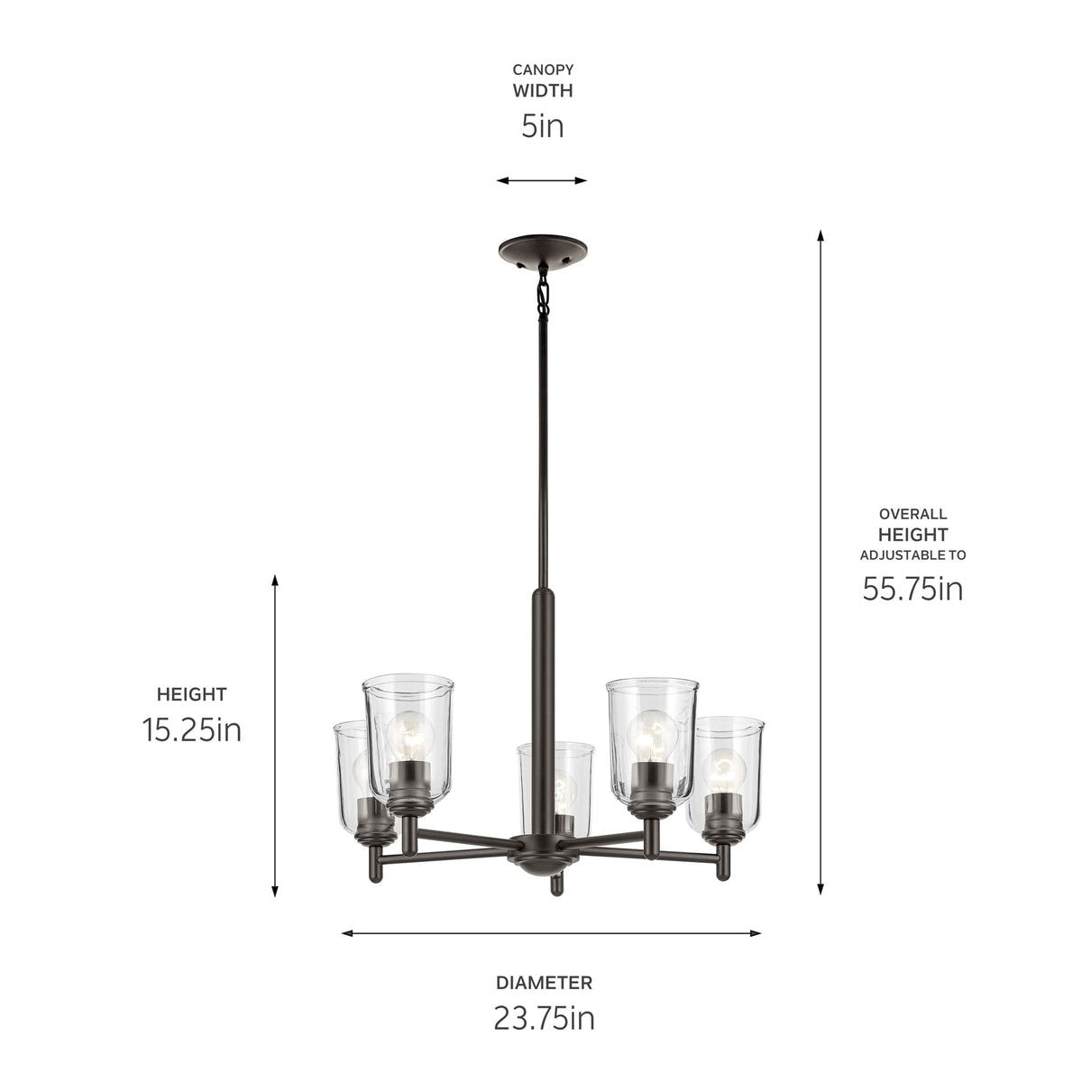Kichler Shailene 5-Light Bronze Traditional Chandelier