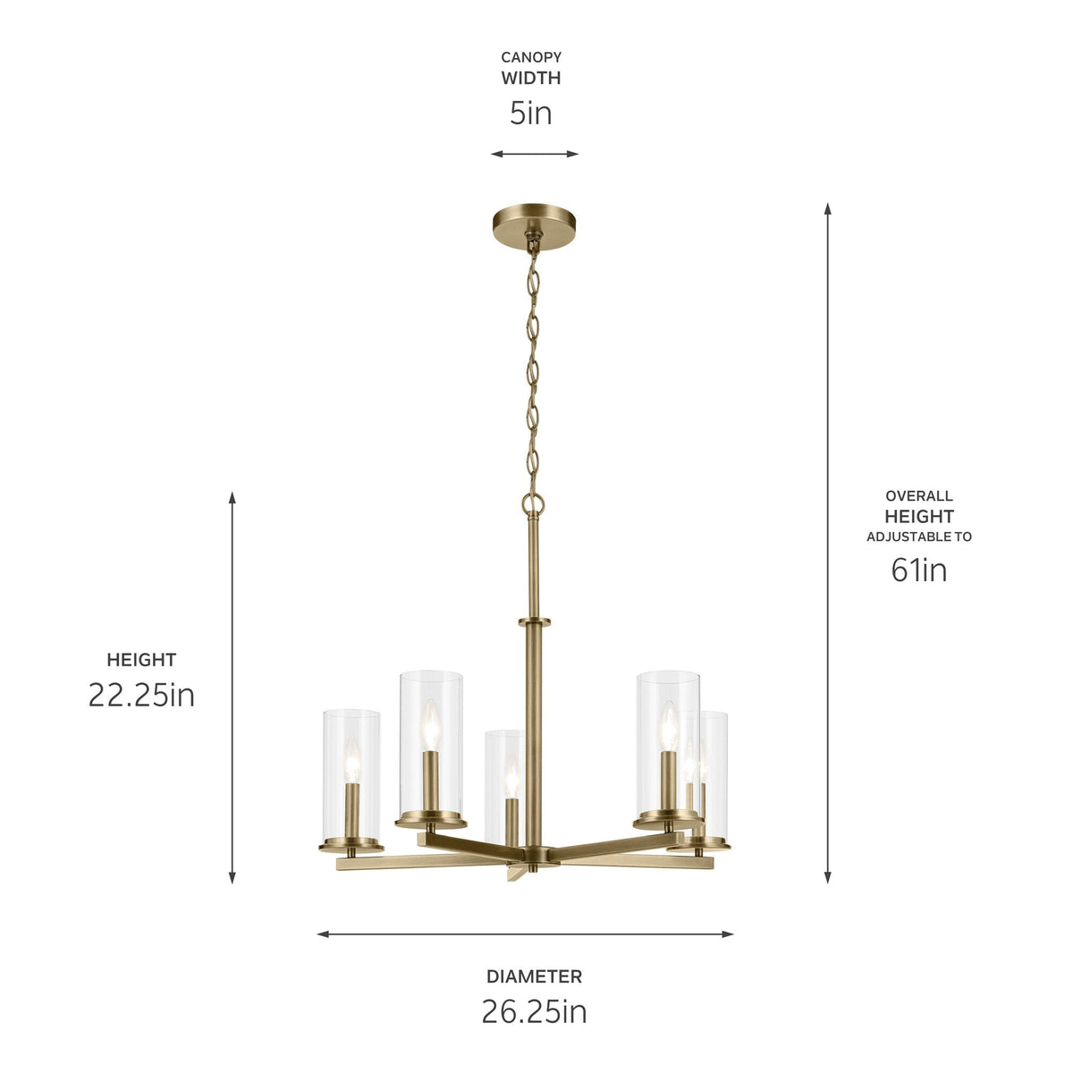 Kichler Crosby 5-Light Gold Modern/Contemporary Chandelier