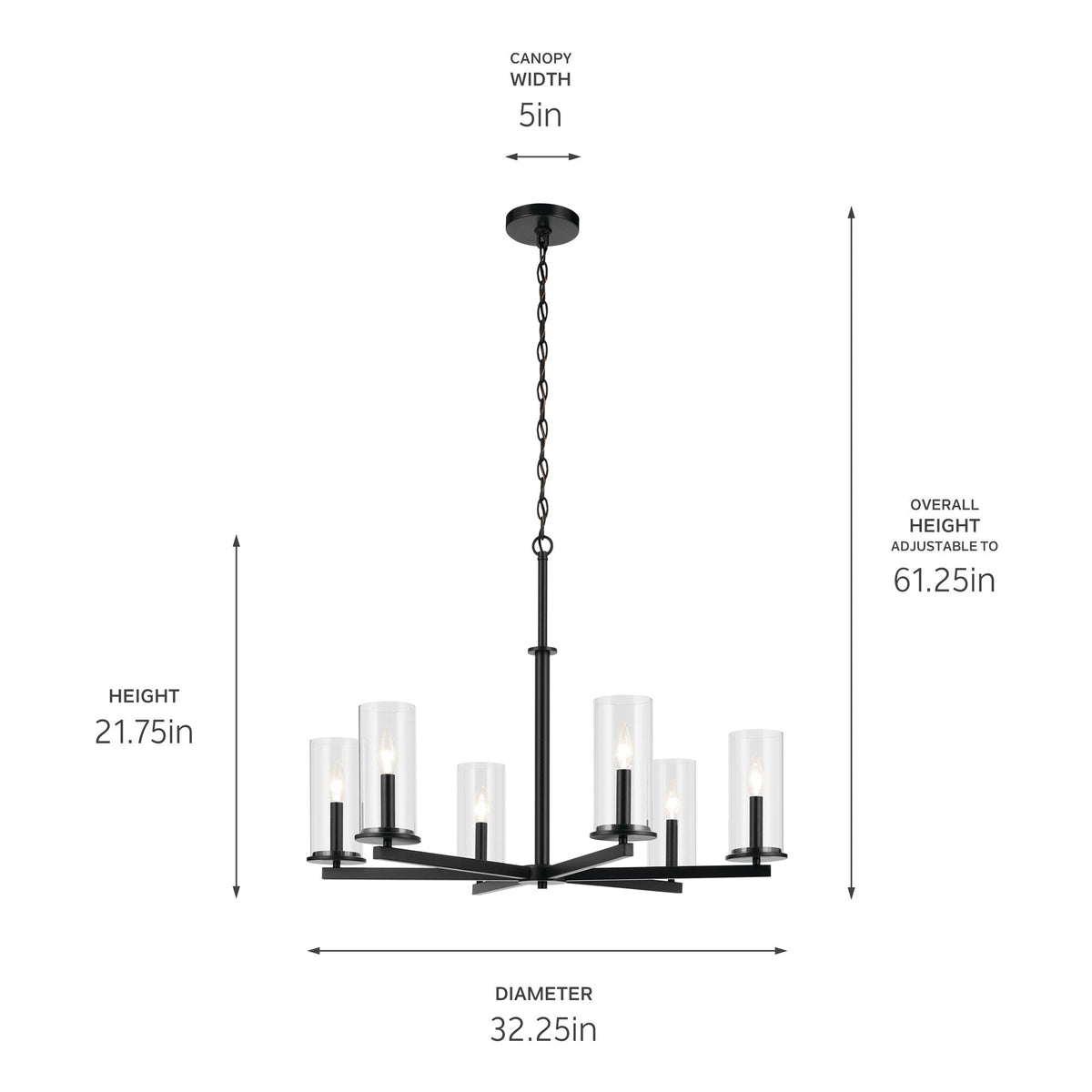 Kichler Crosby 6-Light Black Modern/Contemporary Chandelier