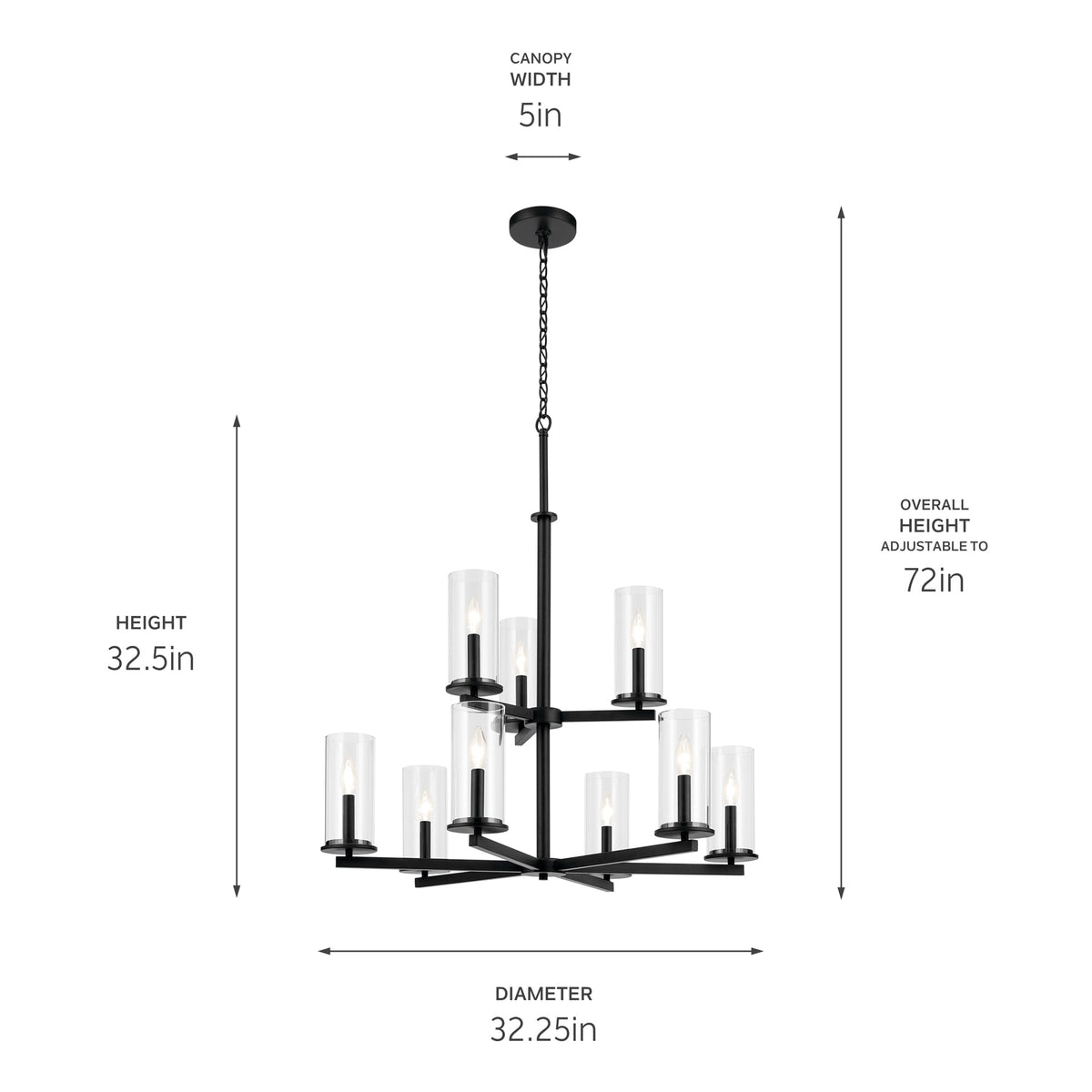 Kichler Crosby 9-Light Black Traditional Chandelier