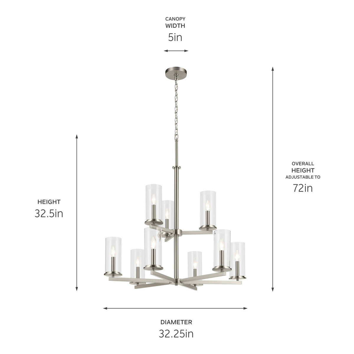 Kichler Crosby 9-Light Brushed Nickel Traditional Chandelier