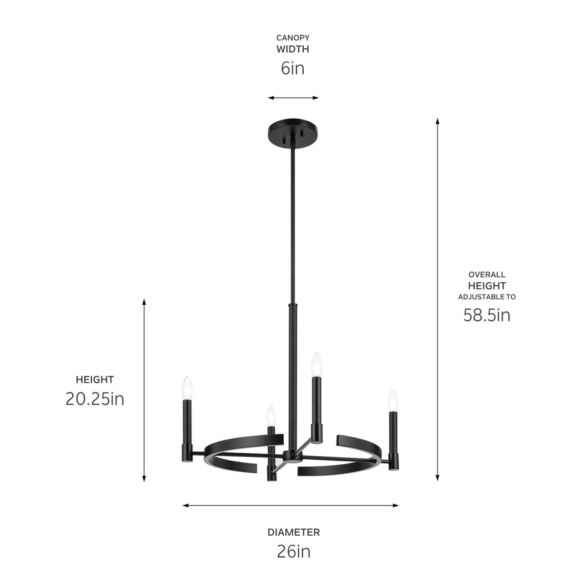 Kichler Tolani 4-Light Black Vintage Bare Bulb Chandelier