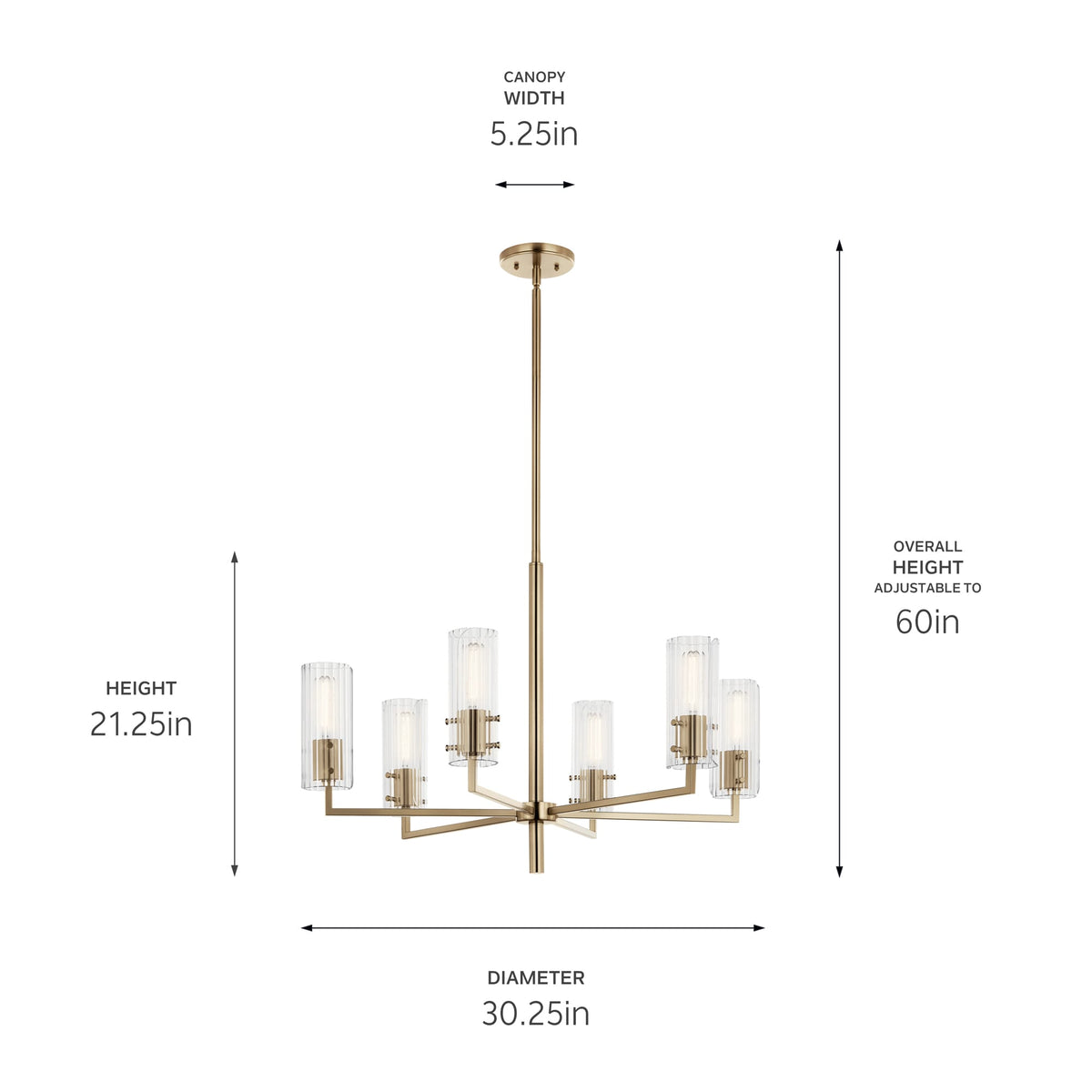 Kichler Velestino 6-Light Gold Modern/Contemporary Chandelier